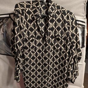 Express Dog Black and White Patterned Blouse